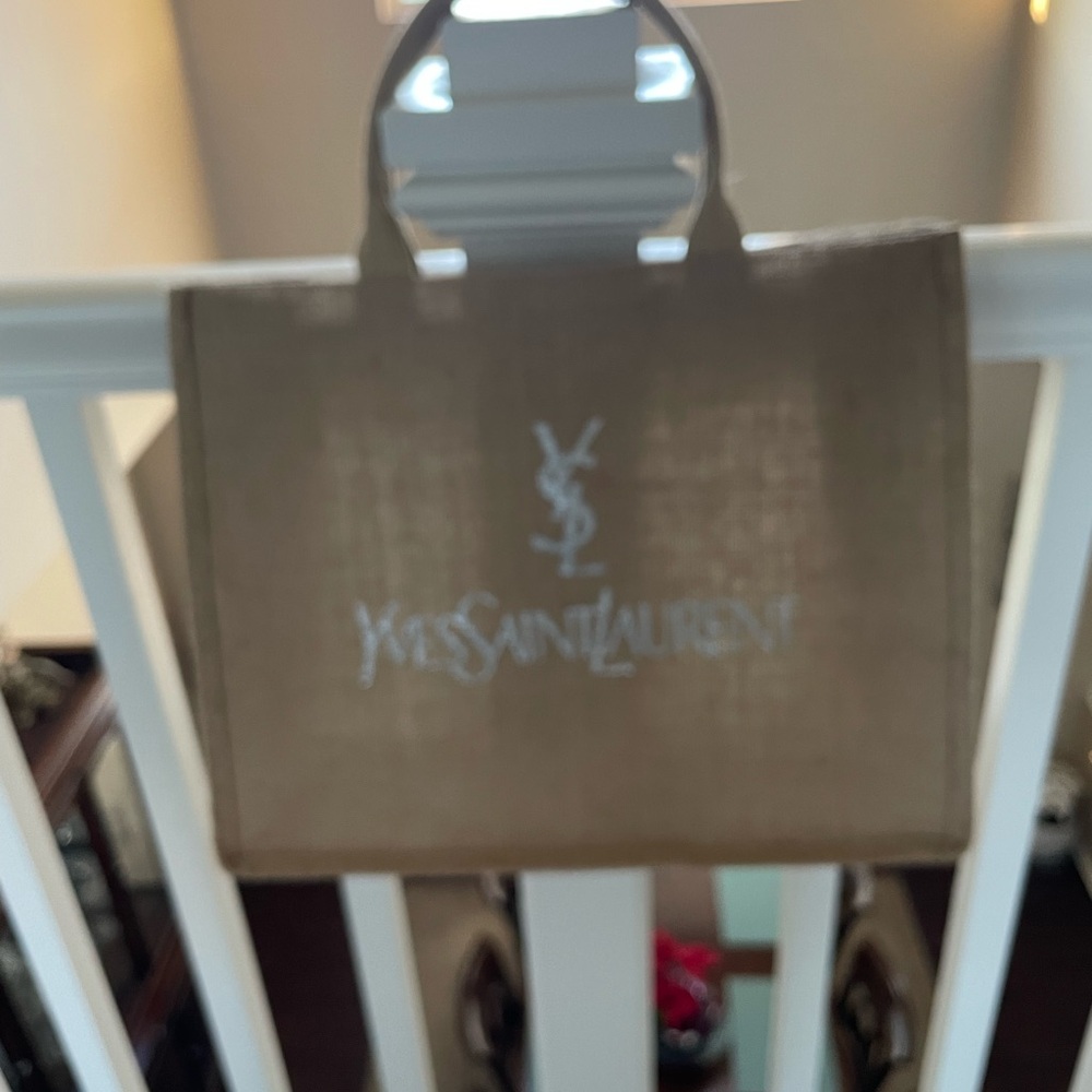 Used YSL GWP Brown Canvas Tote with Glittery Logo - Picture 5 of 13
